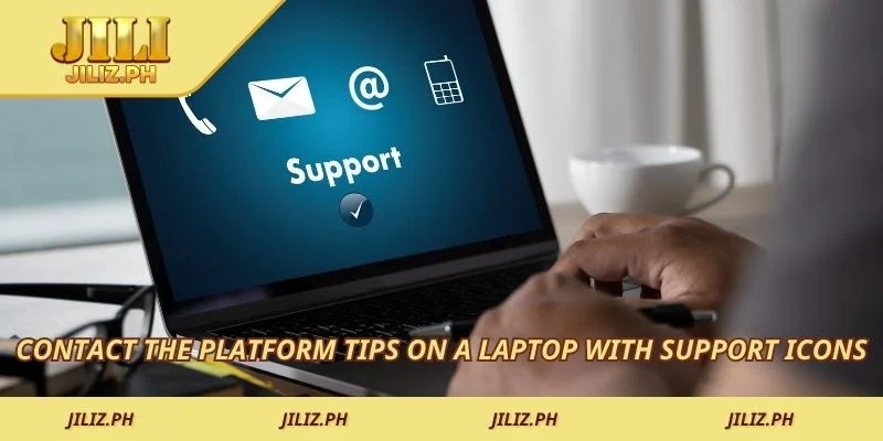 Contact the platform tips on a laptop with support icons
