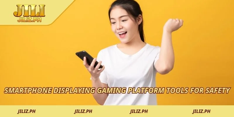 Smartphone displaying gaming platform tools for safety