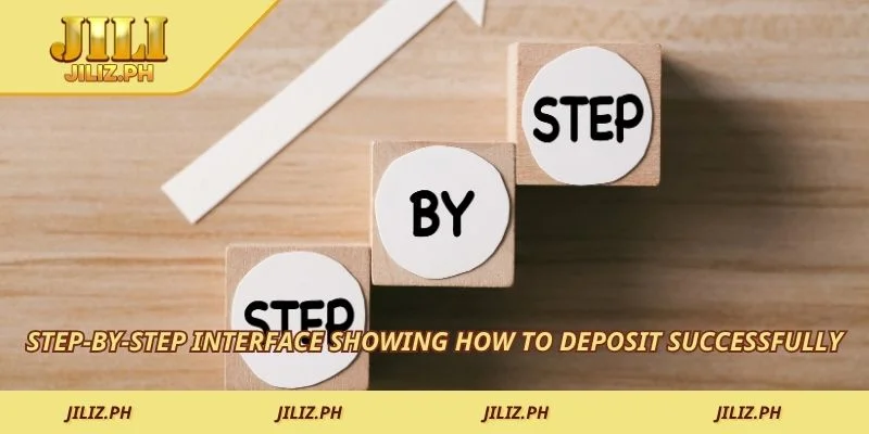 Step-by-step interface showing how to deposit successfully