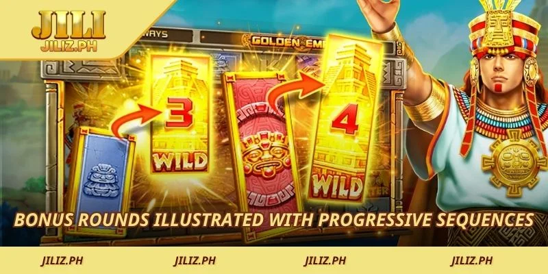 Bonus rounds illustrated with progressive sequences