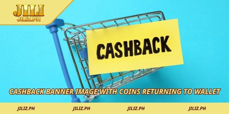 Cashback banner image with coins returning to wallet