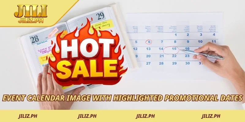 Event calendar image with highlighted promotional dates